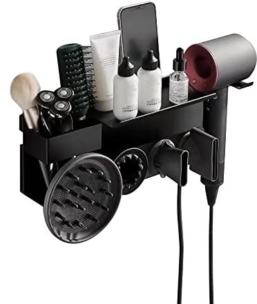 maxant 2 in 1 Wall Mount Holder for D-y-s-o-n A-i-r-w-r-a-p Styler and D-y-s-o-n S-u-p-e-r-s-o-n-i-c Hair Dryer, Wand Organizer Storage Rack Stand for Barrels Brushes Diffuser Nozzles Accessories (A)