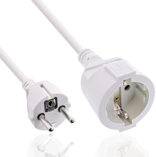 InLine Schutzkontakt-Verlängerungskabel CEE 7/7 für Innenbereich, GS-Zertifiziert mit Kinderschutz, 230V, H05VV-F3G1,5, 20m, weiß, 16410E