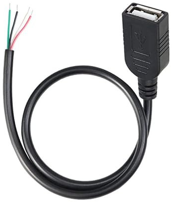 YSJJZRL USB 2.0 mâle/Femelle à Fil Nu câble à extrémité Ouverte 5V 4 cœurs Puissance Queue de Cochon réparation étain sur la Queue câble Cordon Bricolage (2M,USB Femelle)