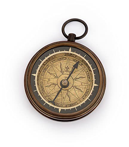 NKlaus Kompass aus Messing antik 5,7cm Taschenkompass Peilkompass Richtungsanzeiger 11656