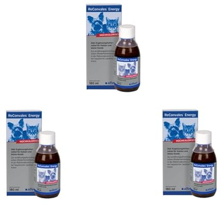 Alfavet ReConvales Energy | 3er Pack | 3 x 180 ml | Diät-Ergänzungsfuttermittel für Katzen und kleine Hunde | Zur ernährungsphysiologischen Wiederherstellung | Ohne Milchprodukte