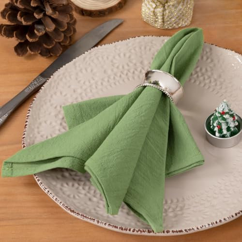 Socomi Stoffservietten, Salbeigrün, waschbar, wiederverwendbar, Leinen, Baumwolle, 43,2 x 43,2 cm, für Hochzeit, Party, Brautparty, Babyparty, Geburtstag, Esstischdekoration, 6 Stück