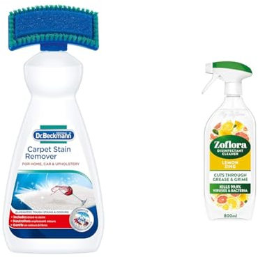 Dr. Beckmann Carpet Stain Remover | Removes New and Dried-in Stains | Includes Applicator Brush & Zoflora Lemon Zing Multipurpose Disinfectant Cleaner, 800ml (Pack of 1)