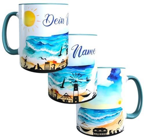 Kaffeebecher Ostsee mit Wunschnamen - Personalisierbar