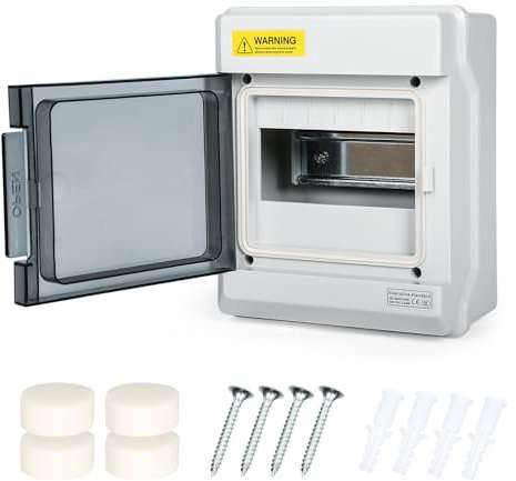 Buyweek Boîte de Protection de Distribution 1 Rangée 6 Modules Boîtier Électrique IP66 Boîte à Fusibles Étanche avec Fenêtre Transparente, Boîtier Rail DIN for Jardins, Garages, Intérieur, Extérieur