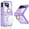 Clatoxi Chiaro Custodia per Samsung Galaxy Z Flip 4 con Supporto ad Anello e Protezione Cerniera, Compatibile con Caricabatterie Wireless, Cover Antiurto Trasparente Slim Fit per Z Flip 4 (Viola)