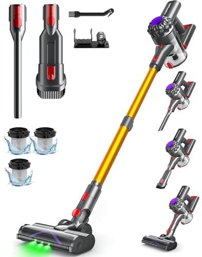 Aspirateur Balai sans Fil VACTechPro,35kPa Aspirateur sans Fil 6 en 1,35 Minutes d'Autonomie avec Batterie Amovible,pour Le Nettoyage de Tous Types de Sols et Tapis