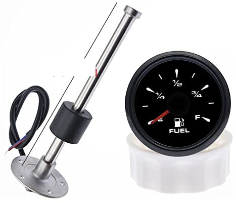 Fuel Level Gauge, 0~190 Ohm Fuel Level Sensor + Fuel Level Gauge With 7 Colors Backlight Water Tank Level Indicator Meter Fuel Sender Unit Sensor for Truck Car Camper Fuel Water Level Sensor(425MM)