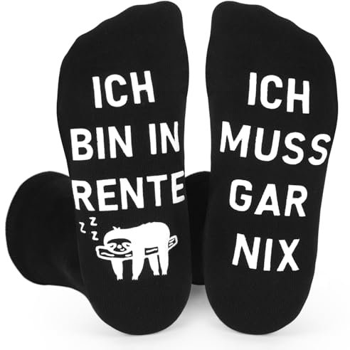 Cadimus Rentner Geschenk Mann Socken, Herren 43-46, Renteneintritt Geschenk Männer, Witzige Socken Ruhestand, Abschiedsgeschenk Kollegen Rente, für Papa Opa Stoppersocken Herren