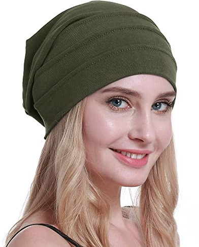 osvyo Baumwolle Chemo Hüte Soft Caps Krebs Kopfbedeckungen für Frauen Haarausfall versiegelt Verpackung ARMEEGRÜN