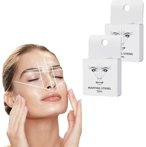 2 Hilos Marcador Microblading Entintada Medición Cartografía Tatuaje | accesorio blanco, cuerda algodón, tinta intensa, marcación precisa, herramienta profesional, color, permanente