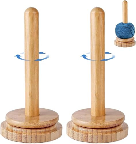 2 Stück Wollabwickler Basic, Braun Wollwickler Holz Wollabroller Wollknäuelhalter Holz, Garnhalter für knotenfreies, Wollabwickler für Knotenfreies,Gleichmäßiges Stricken und Häkeln