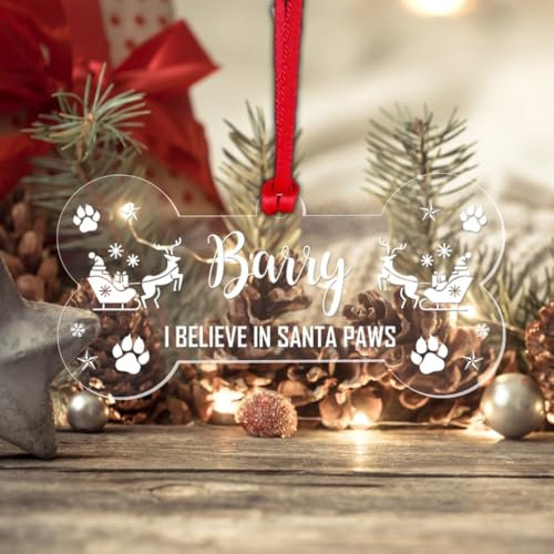Shamsco Personalised Dog Christmas Bauble Puppy Pet Tree Decoration Xmas Gift Any Name