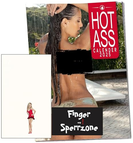 Erotik Kalender 2025, 11 verschiedene Pin-Up Motive, DIN A4, aufgeklappt A3 Wandkalender, inkl. Mappe und Magneten (Hot Ass)