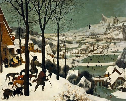 Malen Nach Zahlen Erwachsene Kinder Landschaft Berühmte Gemälde Mit Rahmen 40X50CM The Hunters In The Snow - Pieter Bruegel The Elder,A24
