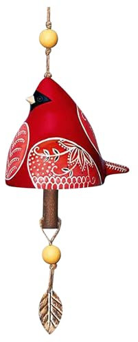 Keramik-Vogelglocke, Windspiel, rustikales Musik-Windspiel für Garten, Hinterhof, Kirche, Dekoration, Veranda, Festival, Geschenk, Zeuge, Freundschaft (rot)