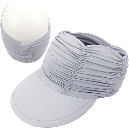 Enwokran Visor Cap Damen Sonnenhut Breite Krempe UV Protection Strand Sportmütze Strandhut Material mit Eisgefühl Faltenförmige elastische Hohlkappe Faltbar Sunblocking Hüte (Hellgrau)