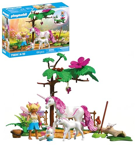PLAYMOBIL | Magic Unicorns | Establo Encantado para mamá Unicornio y Potro | con Accesorios adorables y Figuras niños a Partir de 4 años | 71839