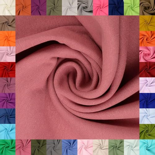 fingsi Stoffe Mira Bündchenstoff Feinstrick Schlauchware Coupon Uni - 34cm Schlauchbreite - 95% Baumwolle, 5% Elasthan (10. Altrosa 0,5m)