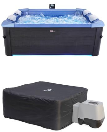 sweeek - Spa Rigide Oslo Sapphire 6 Personnes Gris. 4 Coussins. bâche Incluse + Housse Thermique. hydromassages système