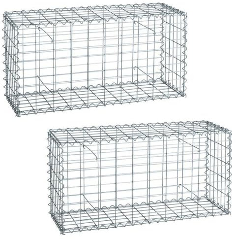 Gabione Steinkorb Steingabione 2 x 100x50x30 cm Drahtkorb Sichtschutz Zaun Mauer