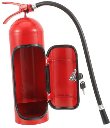 JECOMPRIS Firefighter Fire Extinguisher Wine Storage Box Metal Portable Whiskey Bottle Holder Reusable Wine Container Gift for Men Home Bar
