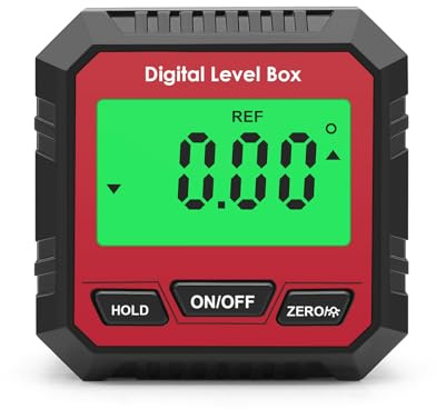 Black-Red ABS Digital Inclinometer, 2.1in×1.1in Angle Finder with Magnetic Base, Portable Digital Level Box & Accurate Inclinometer for Woodworking, Construction & Machinery