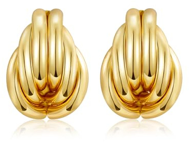 14k Vergoldete Gold Ohrringe für Damen Statement Geometrische Ohrringe Hypoallergene Modische Creolen Schmuck