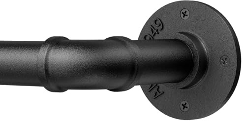 Mavivegue Gardinenstange Schwarz, Industrial, 84-335 cm, Ausziehbar | 25 mm Ø. Stabiles Metall. Robust. Deckenmontage Möglich. Für Wohnzimmer, Terrasse, Schlafzimmer.