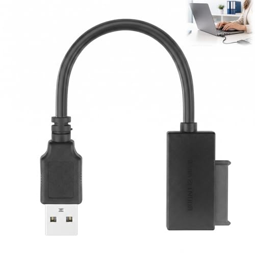 Adaptador SATA a USB, Cable USB a SATA 7+6 Pines, Convertidor Cable Externo para CD DVD ROM de Portátil, SSD y HDD 2,5 Pulgadas, Plug and Play sin Alimentación Externa, Compatible con Windows y Mac
