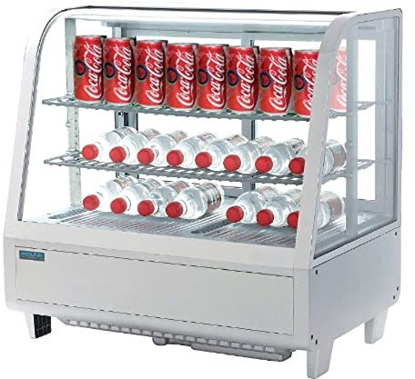 Polar Refrigeration C-Series 160 W Countertop Food Display Fridge 100 Litre, White, 2°C to 12°C, Size: 675(H) x 682(W) x 450(D)mm, Energy Rating B, CC666