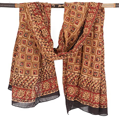 GURU SHOP Leichter Pareo, Sarong, Handbedrucktes Baumwolltuch- rot Kombination 9, Herren/Damen, Baumwolle, Size:One Size, 180x110 cm
