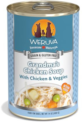 Weruva Classic Dog Food, Grandma's Chicken Soup with Chicken Breast & Veggies, 14oz Can (Pack of 12), Teal (878408004568)