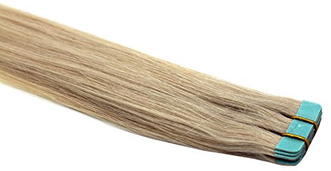 Tape In/On 100% Echthaar Remy Hair Extensions Haarverlängerung 2,5g / Tresse (40cm - 10 Tressen - #60 Weissblond)