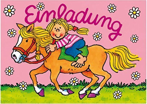 16-teiliges Set: 8 Einladungskarten mit 8 Umschläge * Pferde/Pony * für Kindergeburtstag vom Lutz Mauder Verlag // Kinder Geburtstag Party Kinderparty Kinderfest Pferdchen Mädchen Reiter Reiten