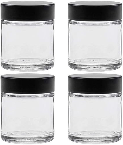 4 Glastiegel 30 ml/Salbentiegel/Cremetiegel aus Klarglas inkl. Etiketten