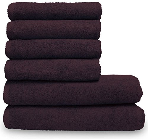 Lanudo Pure Line Handtuch-Set 6 teilig, 2 Duschtücher 70 x 140 cm & 4 Handtücher 50 x 100 cm, Lila