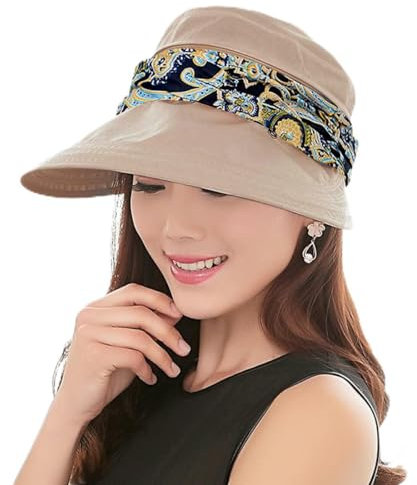 KXF Women 2 in 1 Foldable Sun Hat with Neck Flap Breathable Quick Dry 360°Protection Outdoor Sports Visor Large Brim UV Sun Protection UPF 50+ Beach Fishing Hat