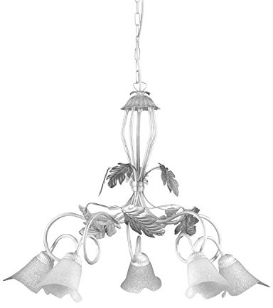 Onli Pendelleuchte 5 flammig E14, 6 W, Weiß/Silber, 90 x 130 cm