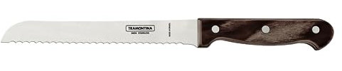 Tramontina - Cuchillo para Pan - Polywood con Lámina de Acero Inoxidable y Mango de Madera Tratada - Castaño - 18 cm