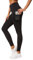 QUEENIEKE Damen Yoga Leggings Power Flex Mesh Mittlere Taille 3 Handytasche Gym Laufhose Farbe Schwarz Größe M（8/10