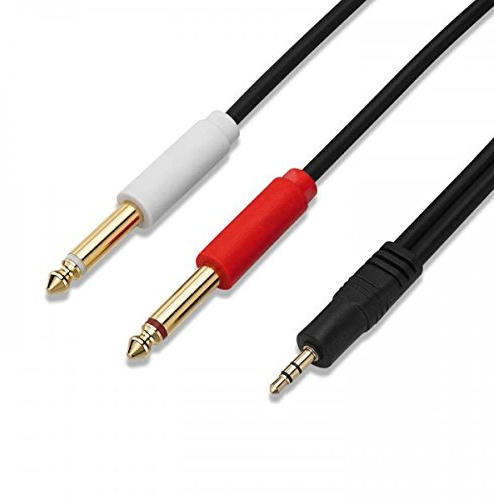 System-S Jack AUX TRS da 3,5 mm a doppio connettore mono da 6,35 mm, cavo splitter audio stereo