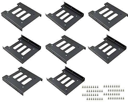 PHITUODA 8Pcs 2.5 to 3.5 SSD HDD Hard Disk Drive Bays Holder Metal Mounting Bracket Adapter with Screws for PC