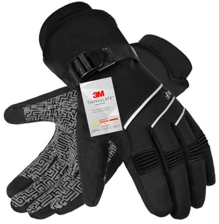 BIKINGMOREOK Winterhandschuhe Wasserdicht -30°F 3M Thinsulate Skihandschuhe Warme Touchscreen Handschuhe,Winddicht Fahrradhandschuhe Herren Damen-Schwarz-XXL