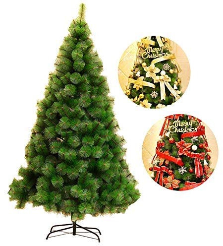 JRPT Sapin de Noël Artificiel Stent En Métal,PVC Arbre de Noel Aiguilles De Pin Épais,Avec Paquet Déco Réaliste/d'or / 2.4m (7.9ft)