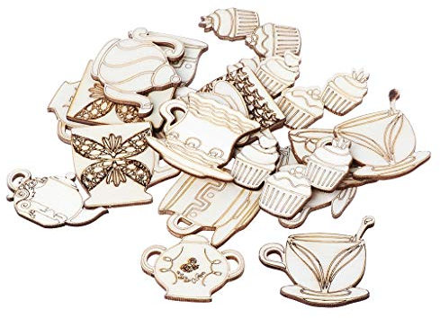Boji Wooden Ornaments, 20 Pieces Wooden Teapot Shaped, Wooden Shape, Craft Wedding Decor