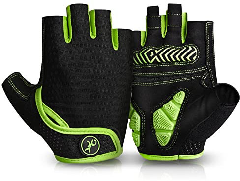 MOREOK Fahrradhandschuhe für Herren Damen Sommer Radsporthandschuhe Halbfinger 5MM SBR Gel rutschfeste/stoßdämpfende Handschuhe für Mountainbike, Rennrad & Downhill-Y-S