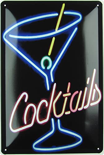 Metall Schild 20x30cm Cocktails Neon Bar Blechschild Kneipe Bar Party Blechschild