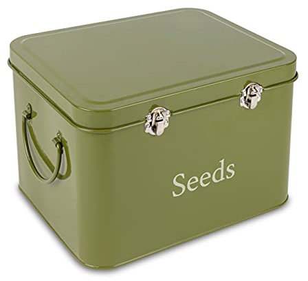 Thistlewood Traditional Seed Packet Metal Storage Tin - Moss Green