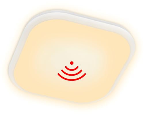 UISEBRT 24W LED Deckenleuchte Warmweiß Radar Sensor mit Bewegungsmelder - Moderne Deckenlampe Ultraslim LED Panel Küche Wohnzimmer Schlafzimmer Wandlampe (mit Bewegungsmelder, 24W Warmweiß)